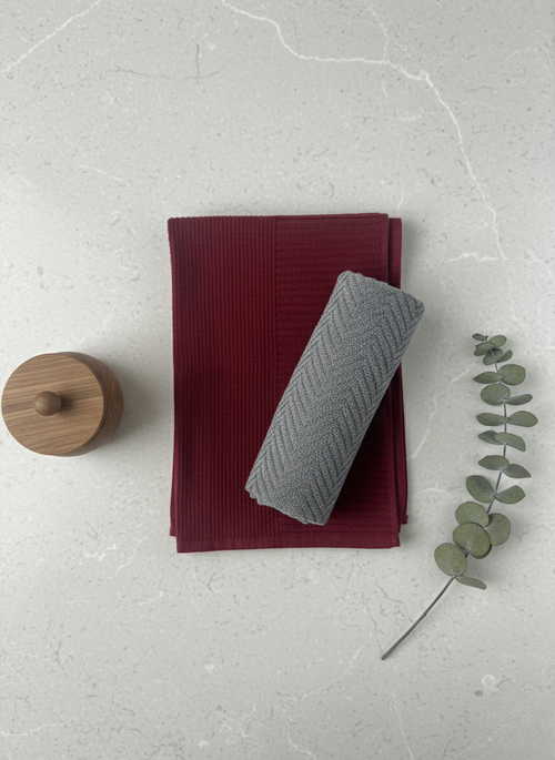 Crimson & Slate Hand Towel - Set of 2 - Premium Home Decor by Moraari