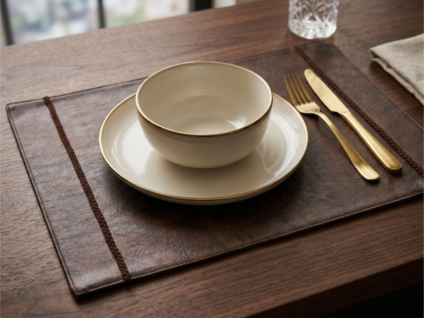 Veda Vegan Leather Placemat - Set of 2 - Premium Home Decor by Moraari