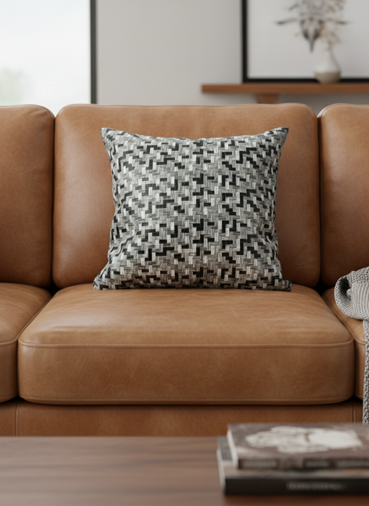 Slate Vegan Leather Cushion Cover - Premium Home Decor by Moraari