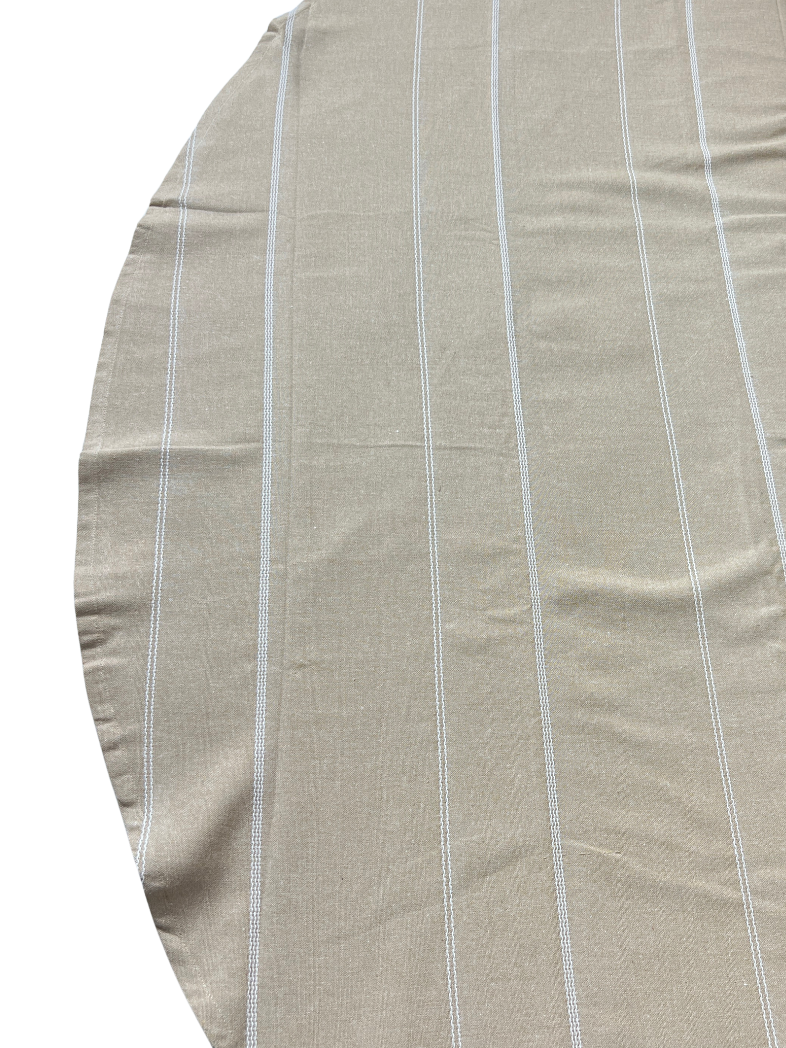 Beige Pinstripe Round Table Cover - Premium Home Decor by Moraari