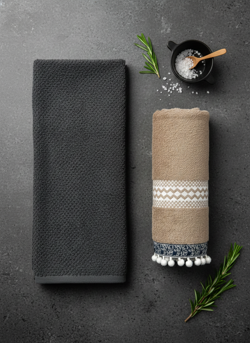 Bohemian Slate & Sand Hand Towel Set
