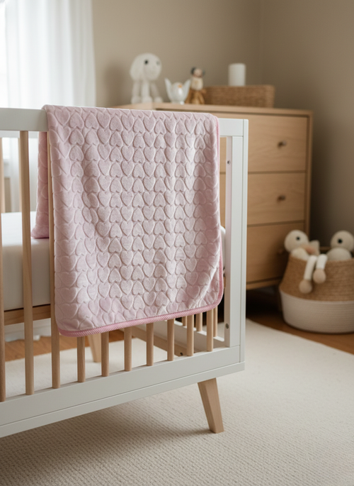 Cloud-Soft Pink Heart Baby Blanket - Premium Home Decor by Moraari