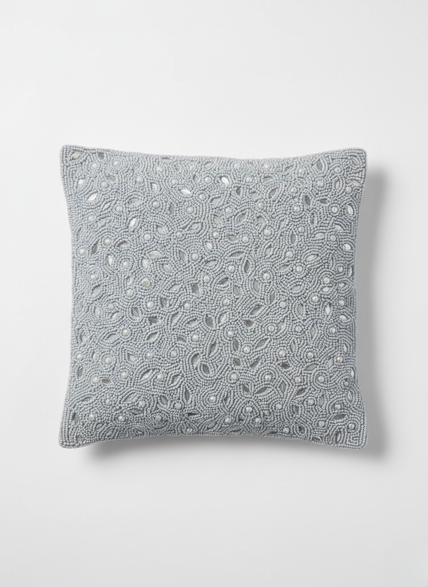 Moonlit Seed-Bead Cushion Cover - Premium Home Decor by Moraari
