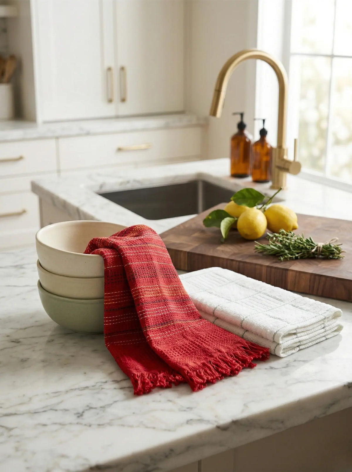 Bistro Check Kitchen Towels - Set of 2