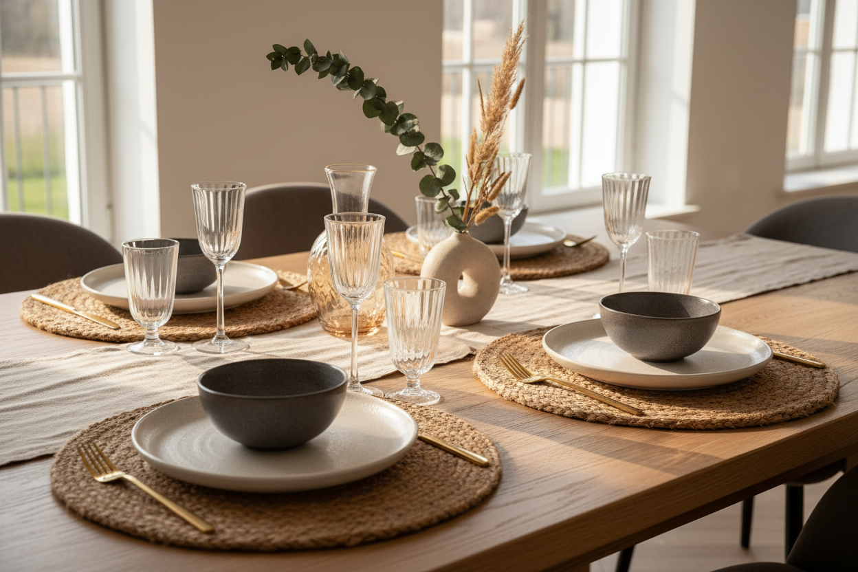 Artisan placemats on dining table