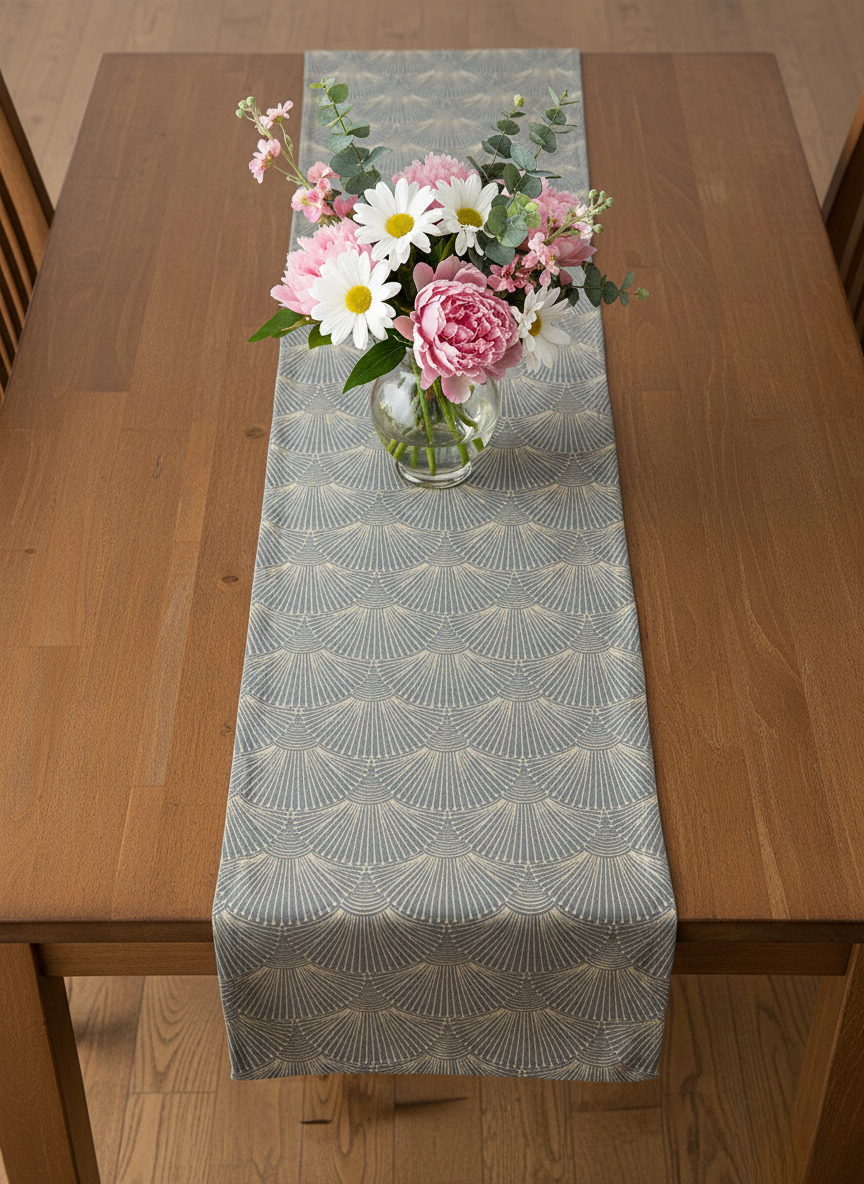 Slate Gilded Fan Table Runner - Premium Home Decor by Moraari