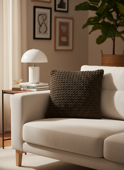 Cocoa Weave Cotton Cushion Cover - Premium Home Decor by Moraari