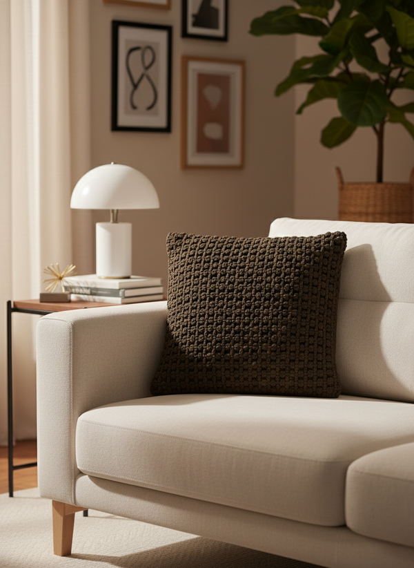 Cocoa Weave Cotton Cushion Cover - Premium Home Decor by Moraari
