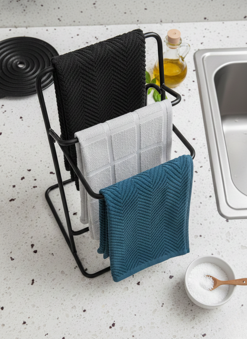 Midnight & Azure Chevron Kitchen Towel - Set of 3