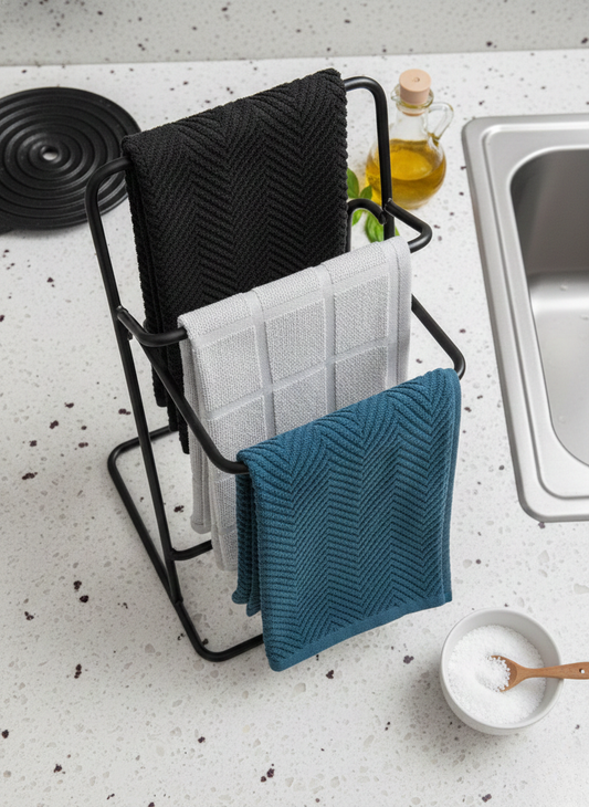 Midnight & Azure Chevron Kitchen Towel - Set of 3