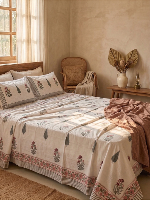 Amer Bagh Cotton Percale Bedsheet - Premium Home Decor by Moraari