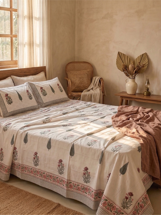 Amer Bagh Cotton Percale Bedsheet - Premium Home Decor by Moraari