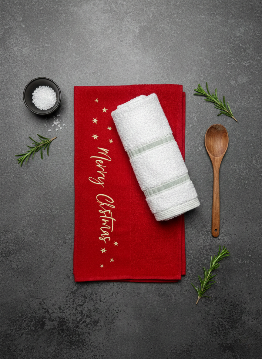 Crimson Noel Hand Towel - Set of 2