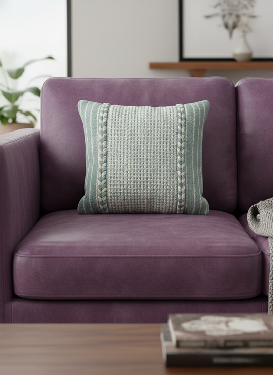 Cerulean Braided Texture Cushion Cover - Premium Home Decor by Moraari