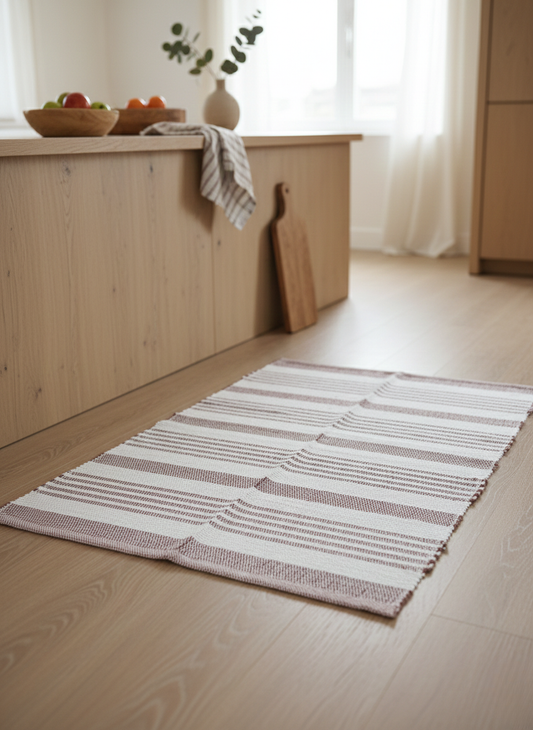 Earth-Tone Striped Floor Mat
