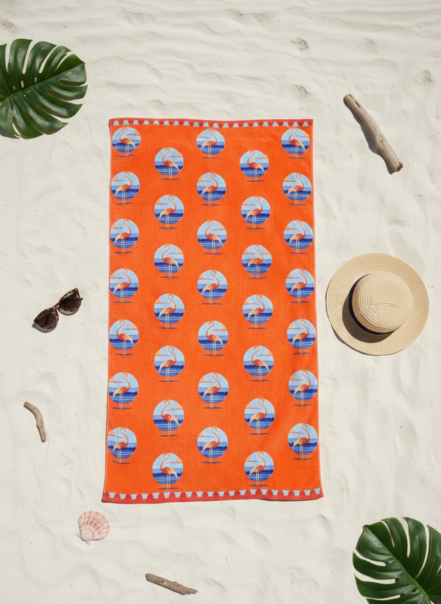 Solstice Flamingo Beach Towel - Premium Home Decor by Moraari