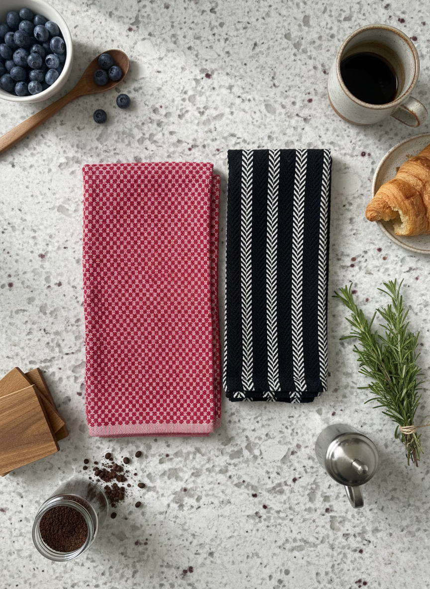 Heritage Red & Charcoal Towel - Set of 2