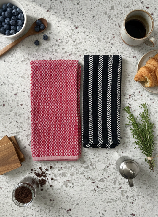 Heritage Red & Charcoal Towel - Set of 2