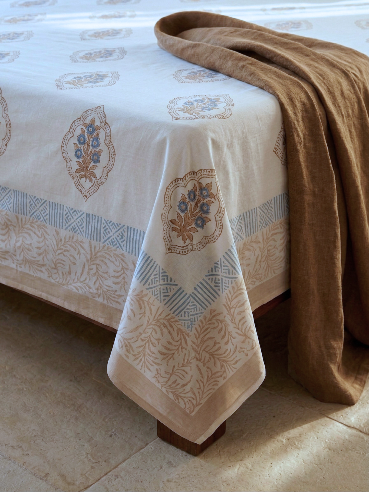 Neel Bageecha Cotton Percale Bedsheet - Premium Home Decor by Moraari