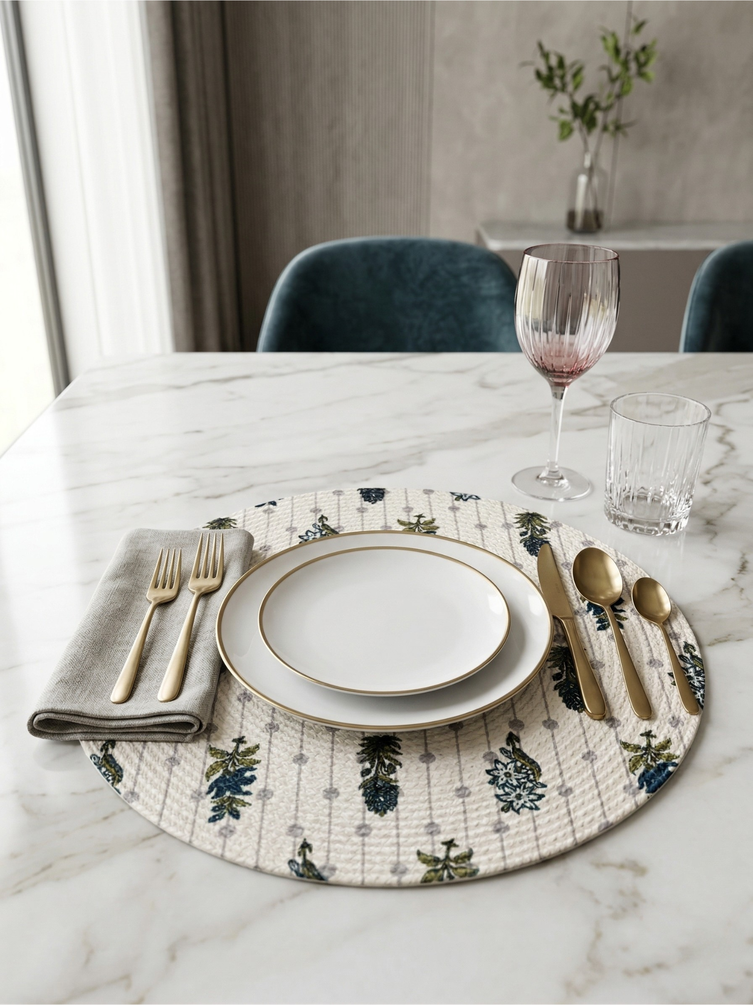 Misty Flora Braided Placemat - Set of 2 - Premium Home Decor by Moraari
