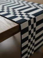 Checkerboard Cotton Table Runner - XL - Premium Home Decor by Moraari