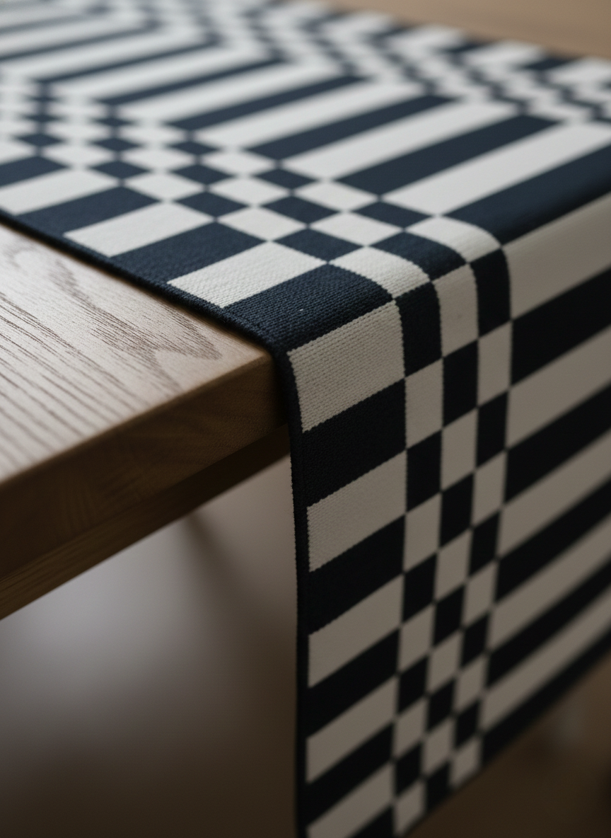 Checkerboard Cotton Table Runner - XL - Premium Home Decor by Moraari