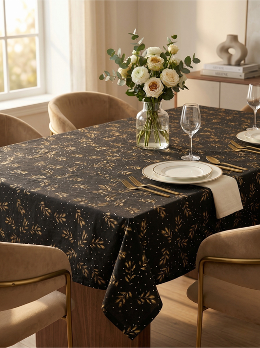 Coffee Gold Leaf Tablecloth - Premium Home Decor by Moraari