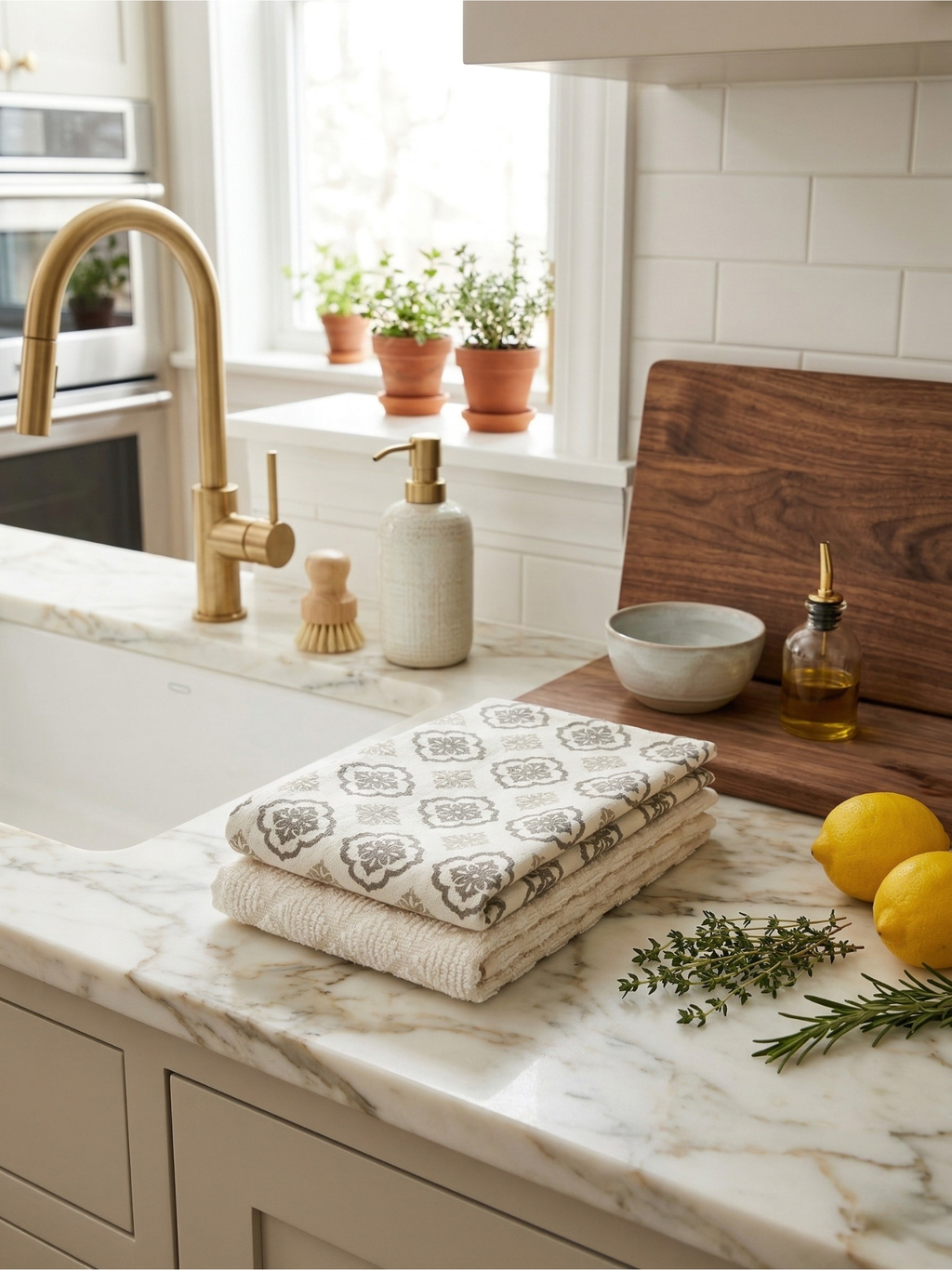 Grey Medallion Kitchen Towels - Set of 2 - Premium Home Decor by Moraari