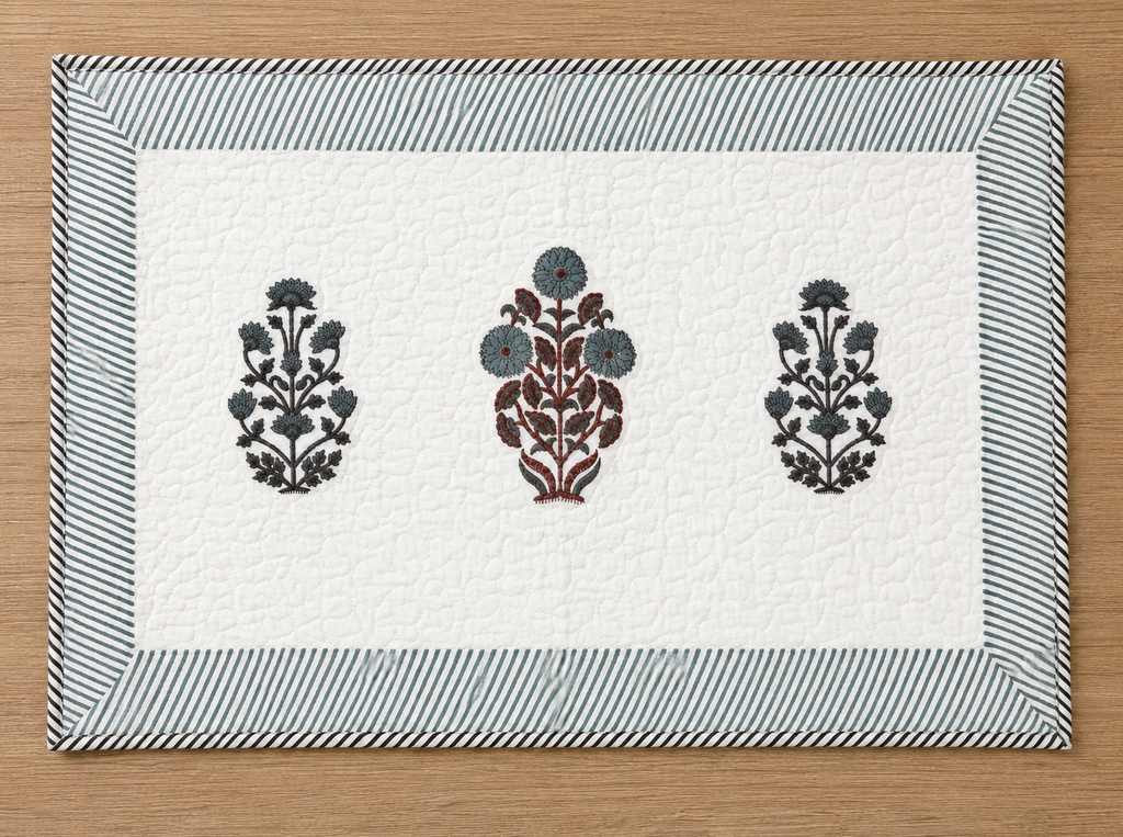 Slate Poppy Reversible AC Quilt - Mulmul - King