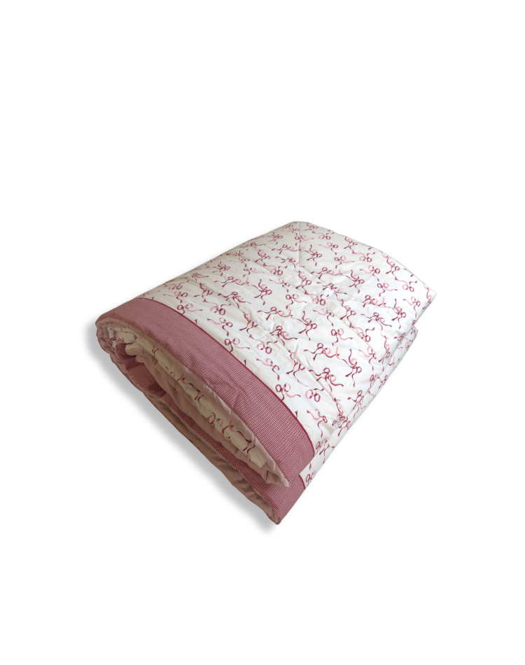 Blush Ribbon Reversible Quilt - Queen