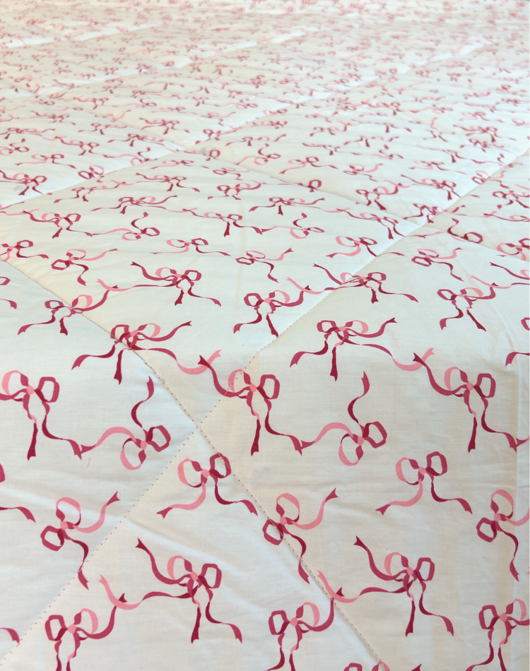 Blush Ribbon Reversible Quilt - Queen