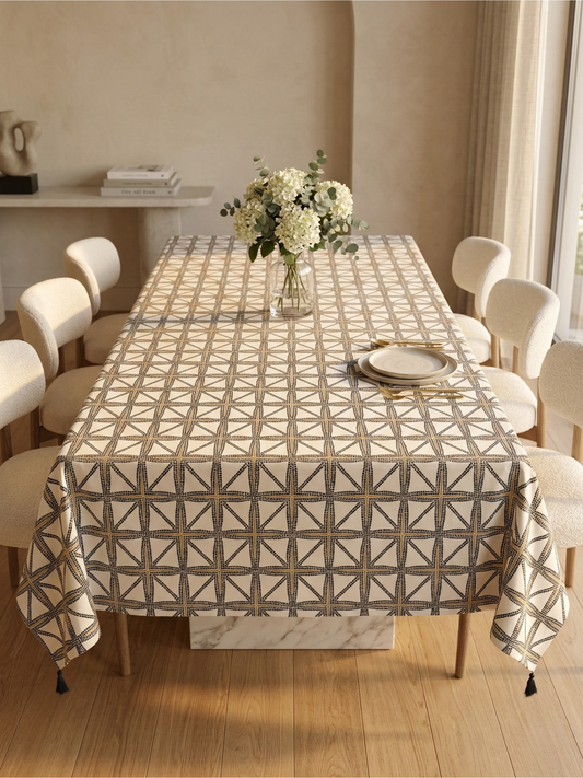 Jaali Gold Tablecloth - Large - Premium Home Decor by Moraari