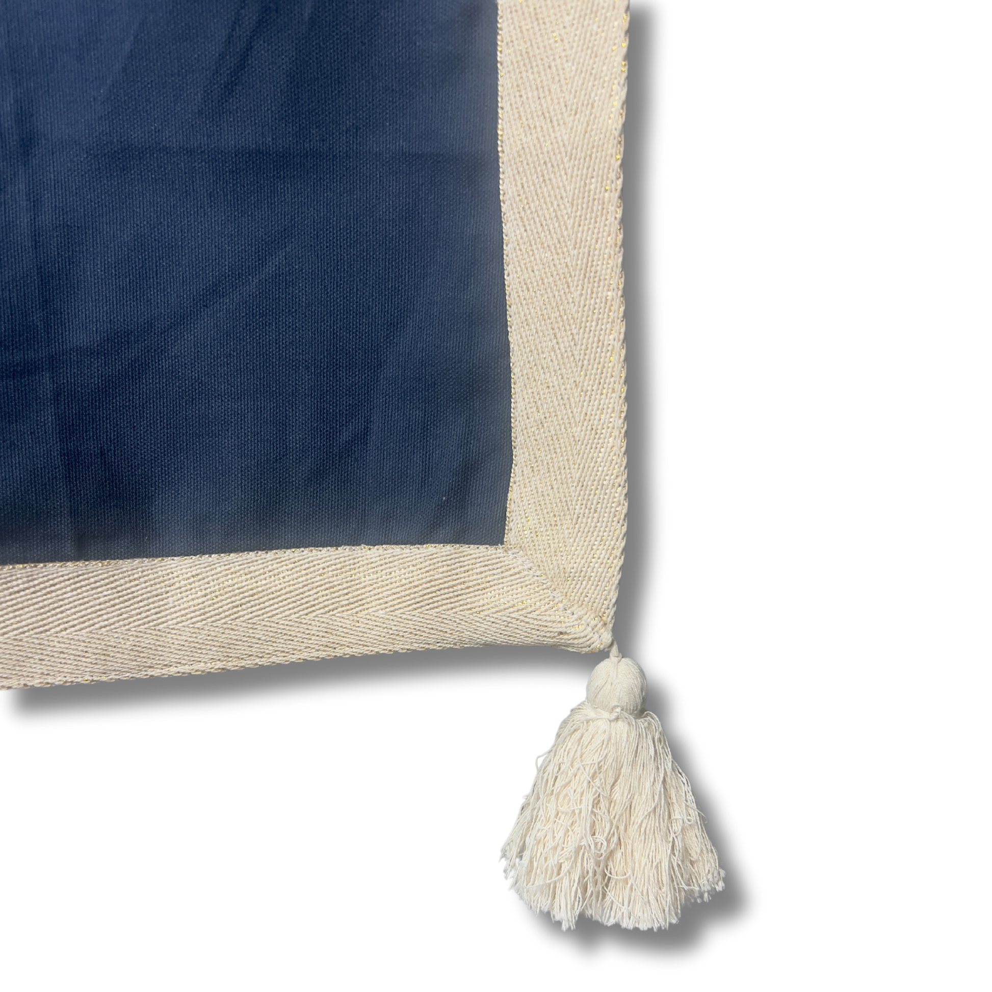 Navy Gold Tassel Square Tablecloth - Premium Home Decor by Moraari