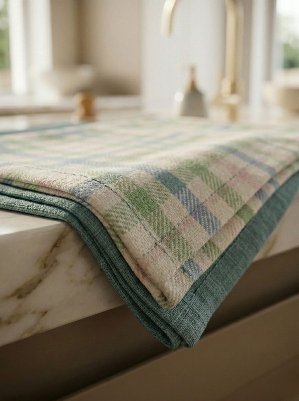 Mist Check Kitchen Towel - Set of 2 - Premium Home Decor by Moraari