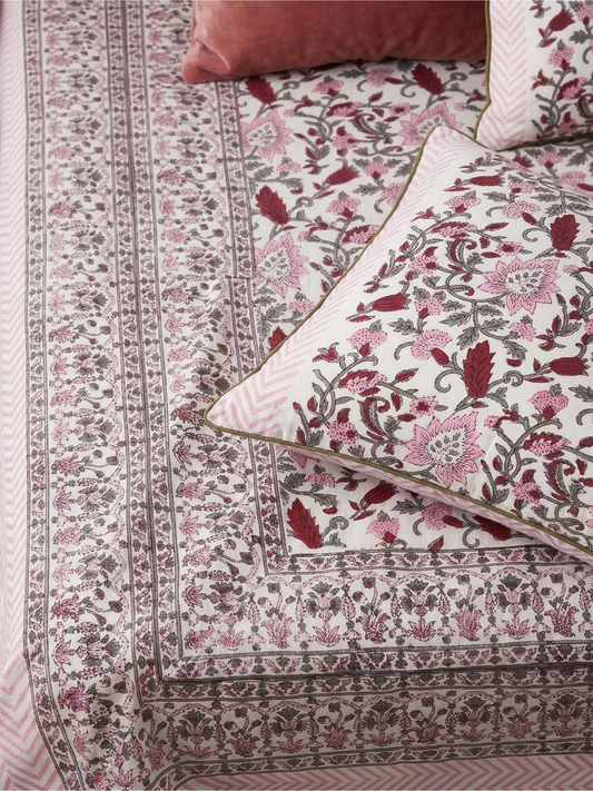 Phool Jharokha Cotton Percale Bedsheet - Premium Home Decor by Moraari