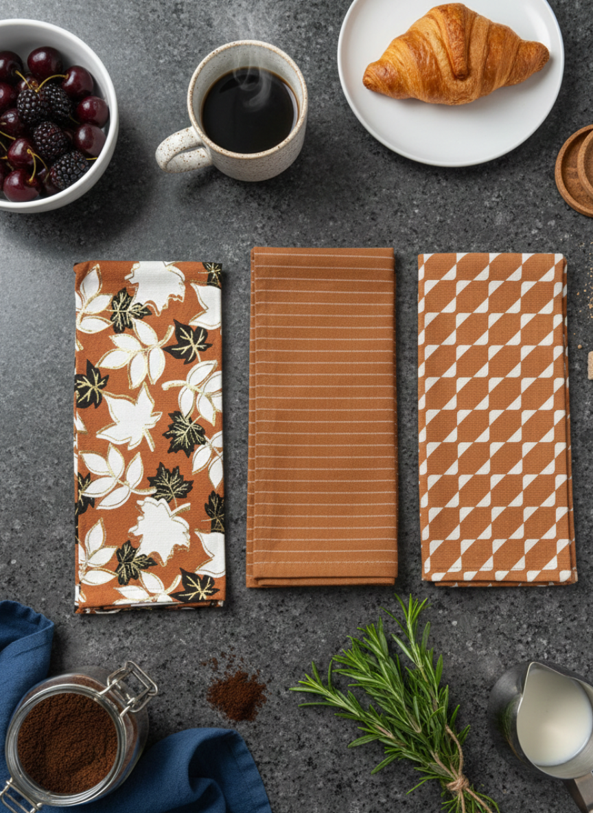 The Autumnal Amber Trio - Set of 3 Hand Towels