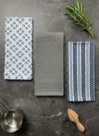 Neel Blue Pottery Kitchen Towel - Set of 3 - Premium Home Decor by Moraari
