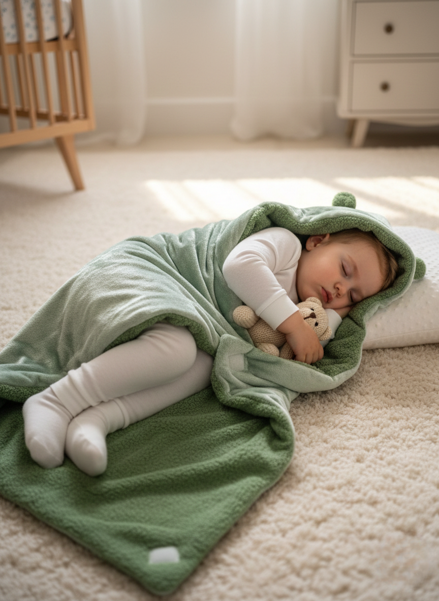 Sage Meadow Sherpa Baby Swaddle - Premium Home Decor by Moraari