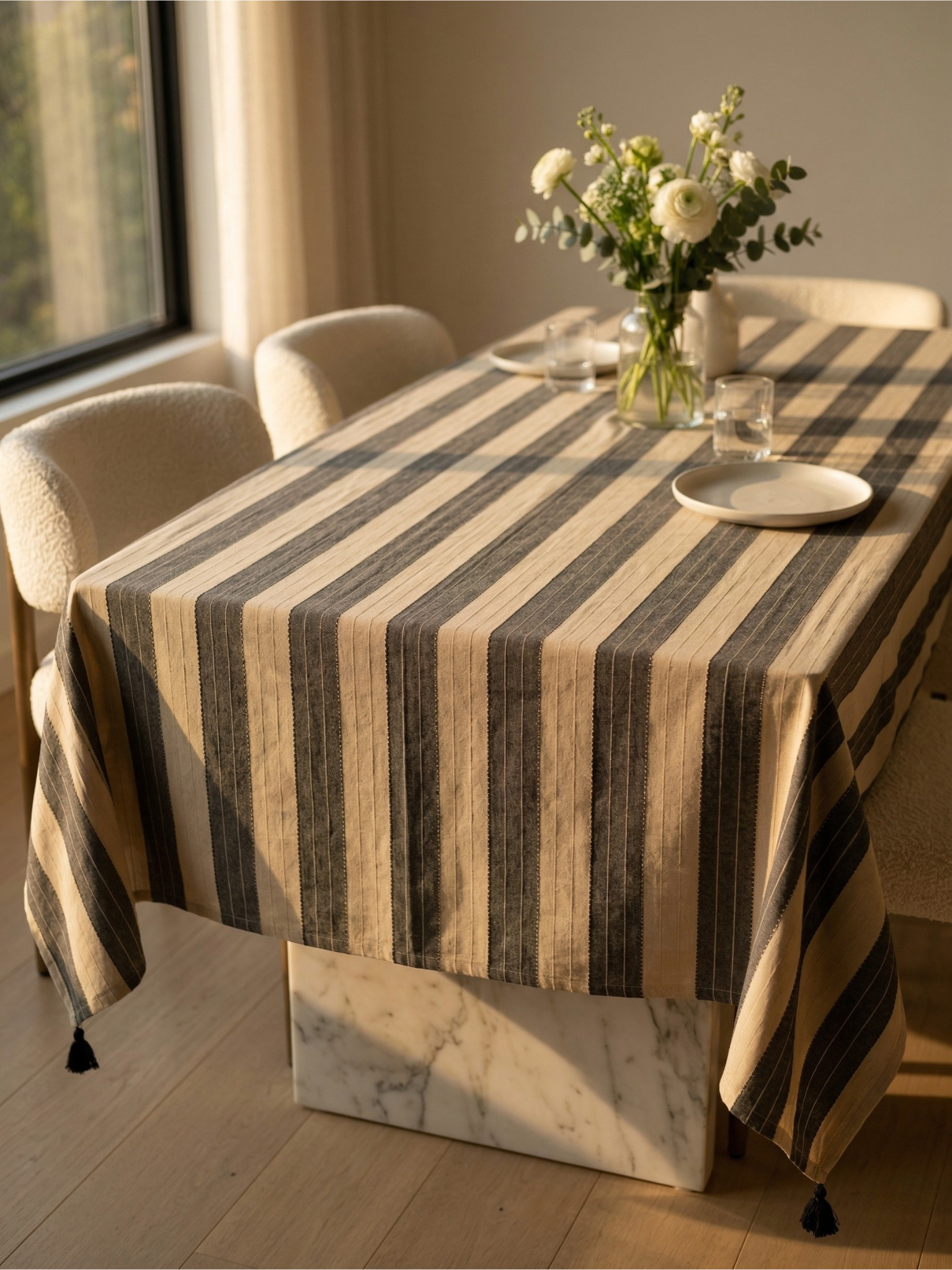 Palermo Striped Tablecloth - Premium Home Decor by Moraari