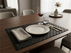 Midnight Luxe Vegan Leather Placemat - Set of 2 | Black color - Premium Home Decor by Moraari