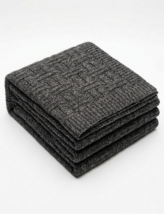 Charcoal Knit Throw - Premium Home Decor by Moraari
