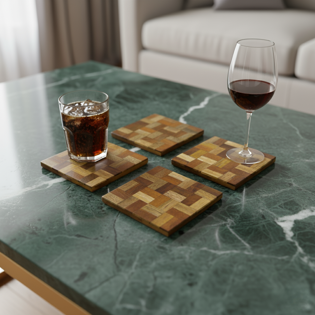 Gridcraft Mango Wood Coasters - Set of 4 - Premium Home Decor by Moraari