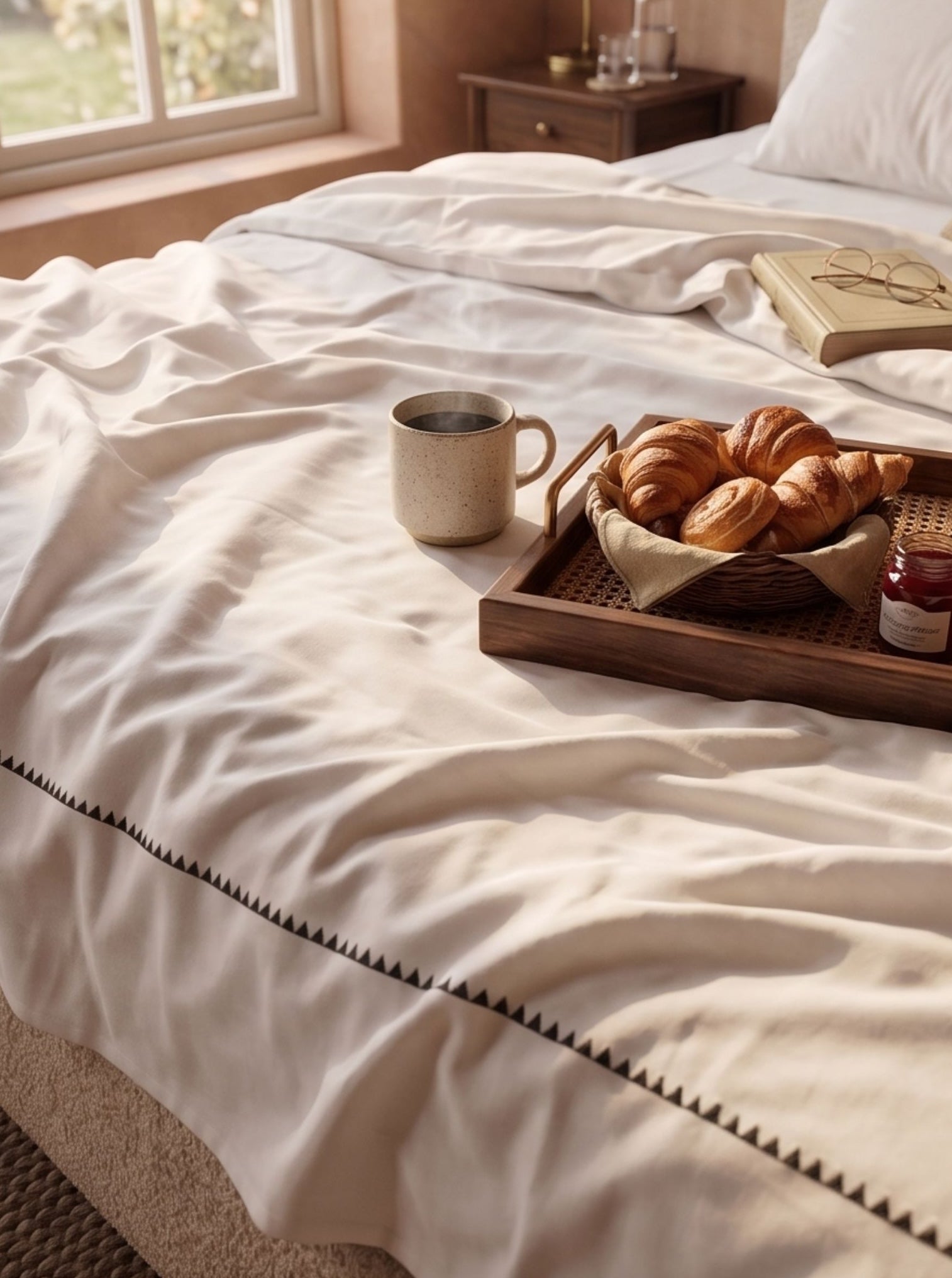 Ivory Hemstitch Bedsheet - 600 TC - King