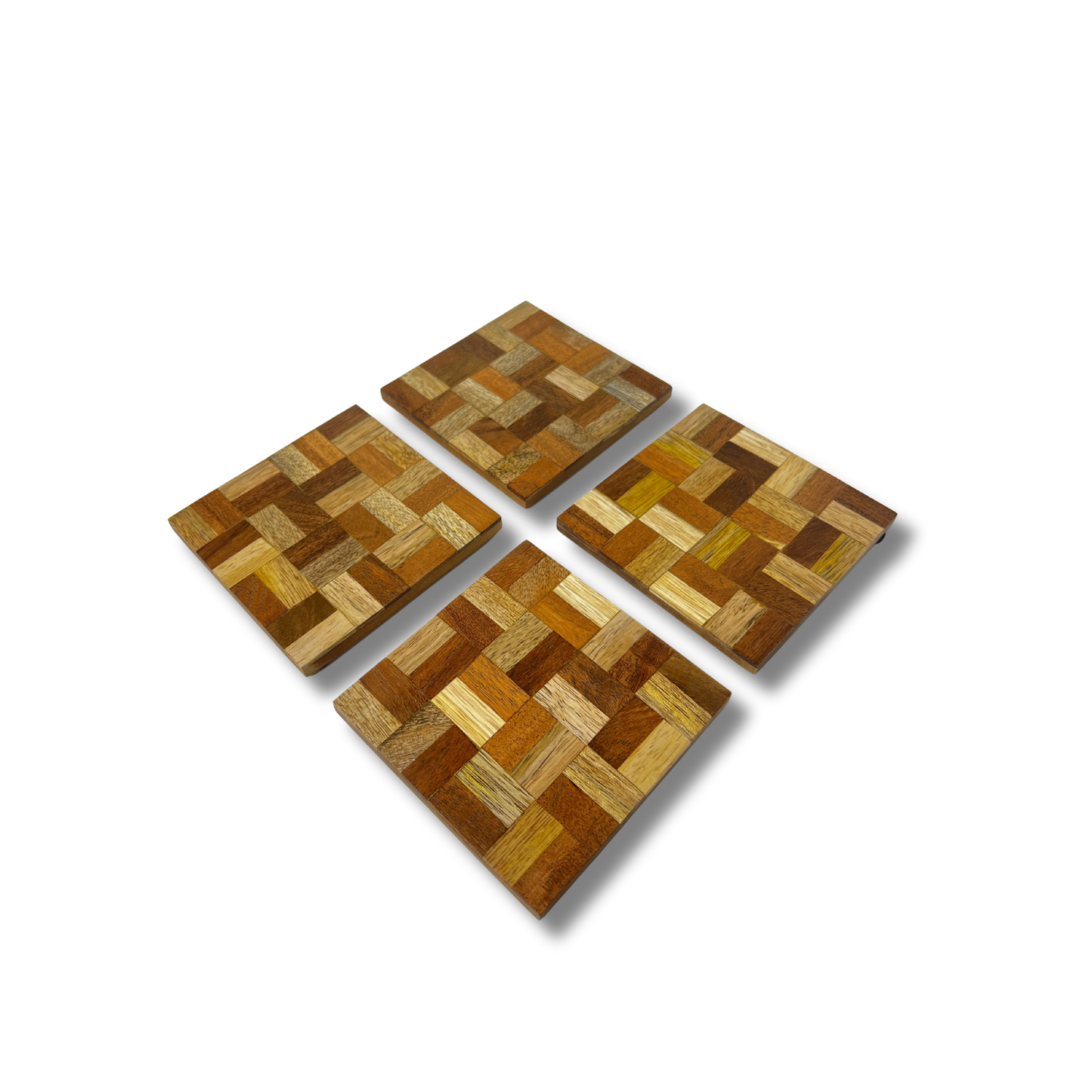 Gridcraft Mango Wood Coasters - Set of 4 - Premium Home Decor by Moraari
