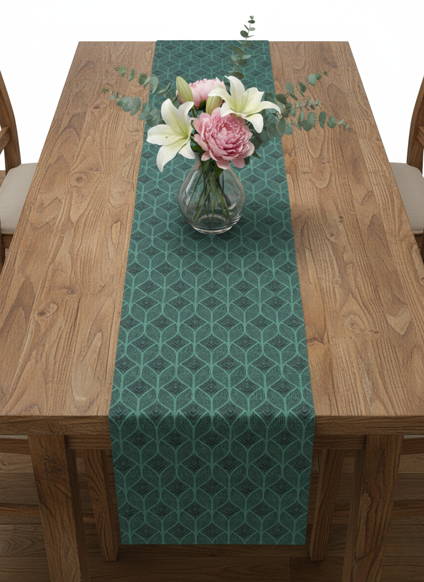 Emerald Plume Table Runner - Premium Home Decor by Moraari